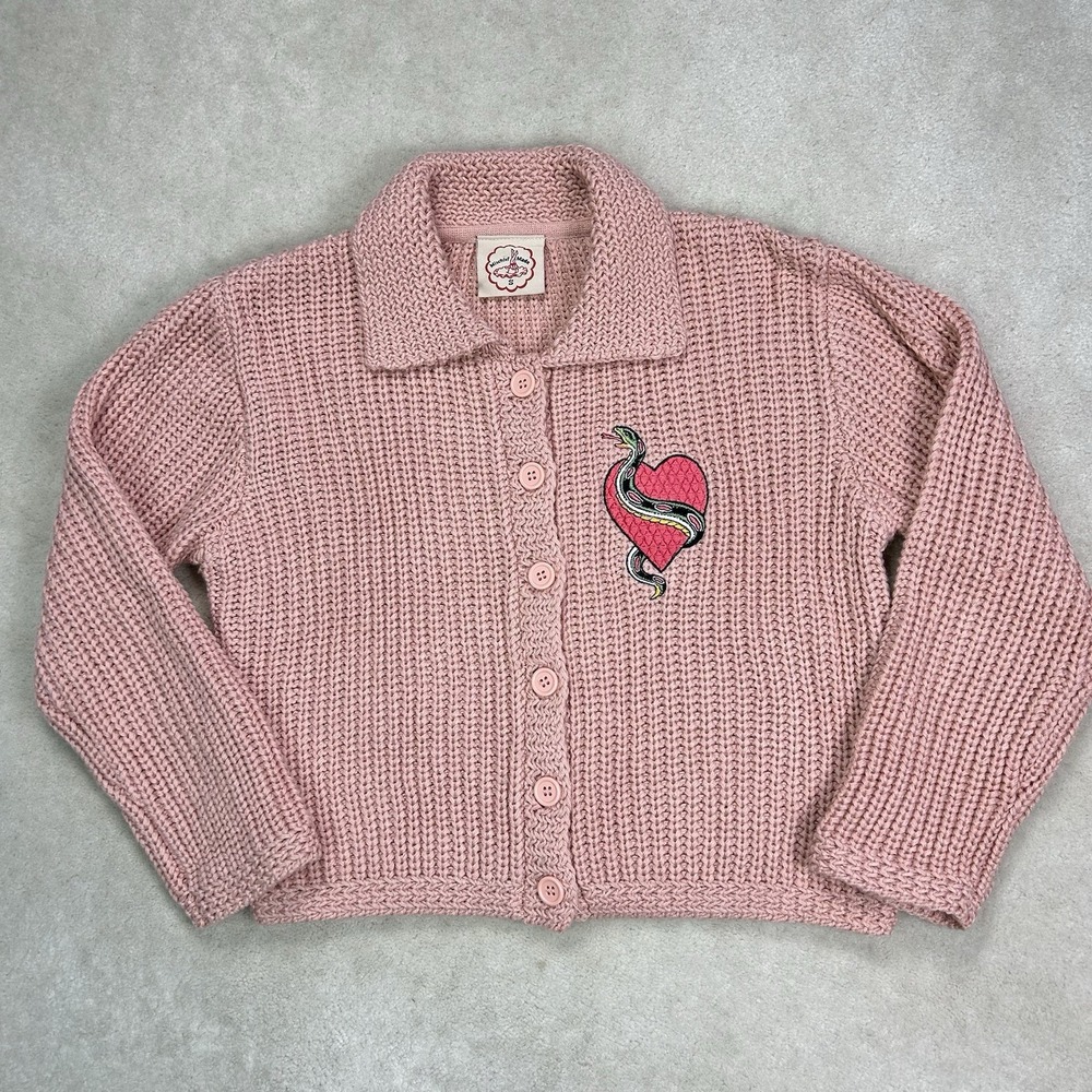 Mischief Made Venomous Love Cardigan Sweater Women's Small Cropped